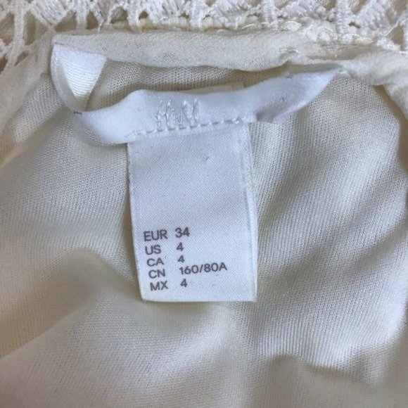 H&M Womens Cream Open Knit Lace Detail Strap Sleeve Lightweight Dress Size 4 - Picture 6 of 8